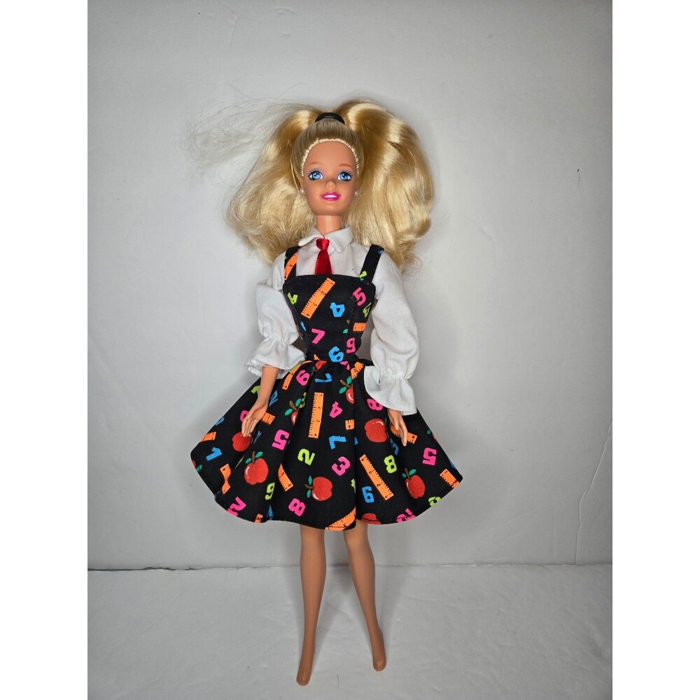 Modern Blonde Barbie in Vintage Barbie Teacher Dress